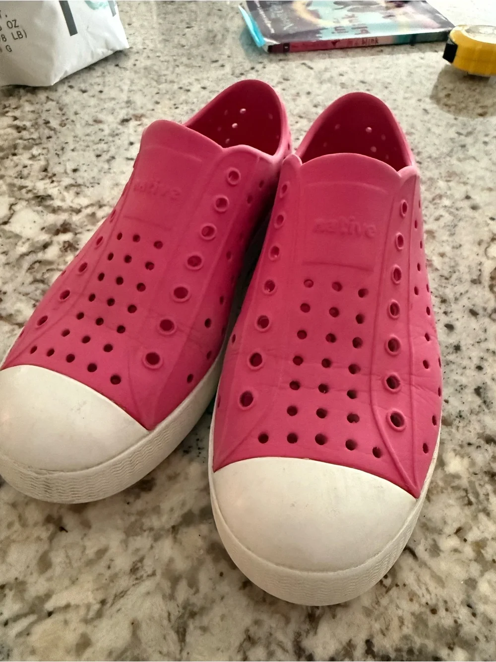 Native Kids Water Slip-On Shoes in Bright Pink with White Toe
